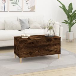 Berkfield Home Coffee Table Smoked Oak 90x44.5x45 cm Engineered Wood in Brown - thumbnail 3