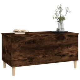 Berkfield Home Coffee Table Smoked Oak 90x44.5x45 cm Engineered Wood in Brown - thumbnail 4