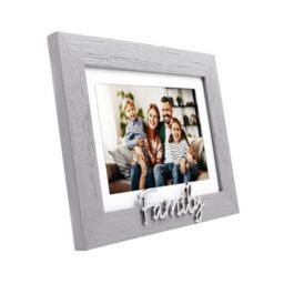 Happy Homewares Grey Woodgrain Effect Family Picture Frame with Silver Letters - 6x4 or 7x5 - thumbnail 2