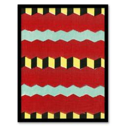 Artery8 Shima Zig Zag Textile Patterns Vintage Japan Framed Wall Art Print in Red - Size: A4 - thumbnail 1