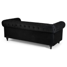 Bravich LTD Chesterfield Scroll Arm Velvet Sofa Buttoned Back Living Room Settee in Black - Size: 2 Seater - thumbnail 2