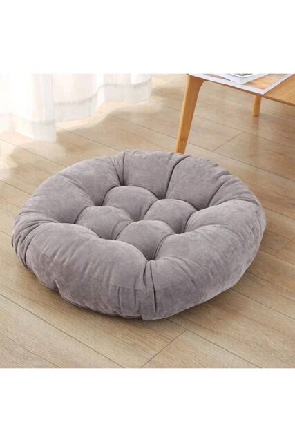 H&O Direct 50Cm Dia Round Corduroy Tatami Seat Cushion in Grey