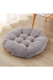 H&O Direct 50Cm Dia Round Corduroy Tatami Seat Cushion in Grey - thumbnail 1