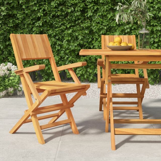 Berkfield Home Folding Garden Chairs 2 pcs 55x61x90 cm Solid Wood Teak in Brown - Size: 55 x 61 x 90 cm - image 1
