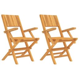 Berkfield Home Folding Garden Chairs 2 pcs 55x61x90 cm Solid Wood Teak in Brown - Size: 55 x 61 x 90 cm - thumbnail 2