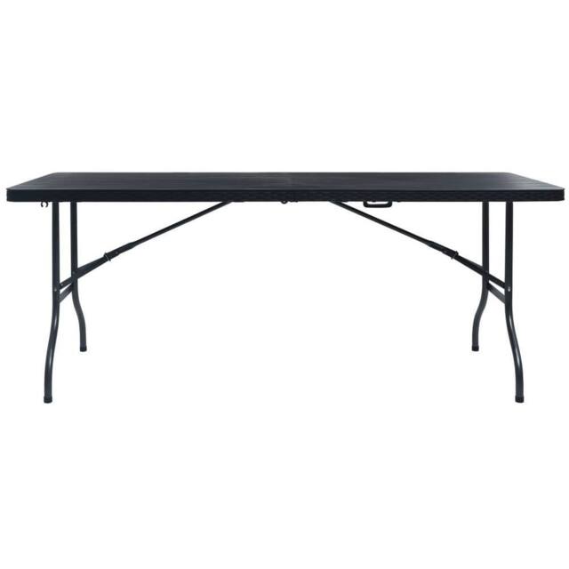 Berkfield Home Folding Garden Table Black 180x75x72 cm HDPE Imitation Rattan - Size: 180 x 75 x 72 cm - image 1