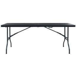 Berkfield Home Folding Garden Table Black 180x75x72 cm HDPE Imitation Rattan - Size: 180 x 75 x 72 cm - thumbnail 1