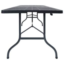 Berkfield Home Folding Garden Table Black 180x75x72 cm HDPE Imitation Rattan - Size: 180 x 75 x 72 cm - thumbnail 3
