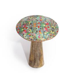 Serenityy Small Wooden Mushroom, Mediterranean Tile Pattern - thumbnail 1