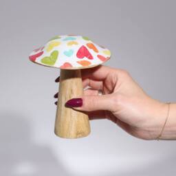 Serenityy Small Wooden Mushroom, Mediterranean Tile Pattern - thumbnail 3
