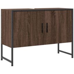Berkfield Home Bathroom Sink Cabinet Brown Oak 80x33x60 cm Engineered Wood - Size: 80 x 33 x 60 cm - thumbnail 2