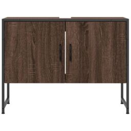 Berkfield Home Bathroom Sink Cabinet Brown Oak 80x33x60 cm Engineered Wood - Size: 80 x 33 x 60 cm - thumbnail 5