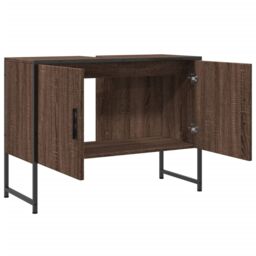 Berkfield Home Bathroom Sink Cabinet Brown Oak 80x33x60 cm Engineered Wood - Size: 80 x 33 x 60 cm - thumbnail 6