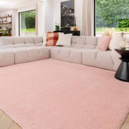 Kukoon Machine Washable Shaggy Rug Pink Soft Fluffy Bedroom Carpet Mat in Baby Pink - Size: 80 cm x 150 cm
