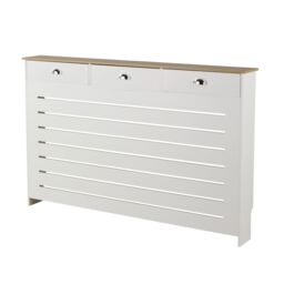 Home Source Batley Large Radiator Cover Grill Shelf Cabinet 3 Drawers Modern White - thumbnail 7