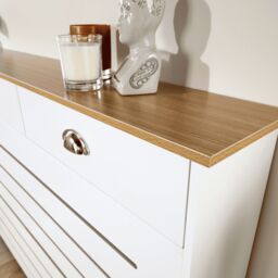 Home Source Batley Large Radiator Cover Grill Shelf Cabinet 3 Drawers Modern White - thumbnail 4
