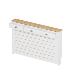Home Source Batley Large Radiator Cover Grill Shelf Cabinet 3 Drawers Modern White - thumbnail 9
