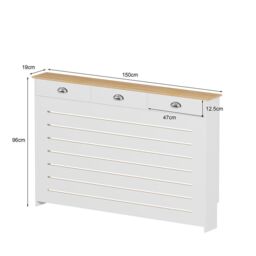 Home Source Batley Large Radiator Cover Grill Shelf Cabinet 3 Drawers Modern White - thumbnail 8