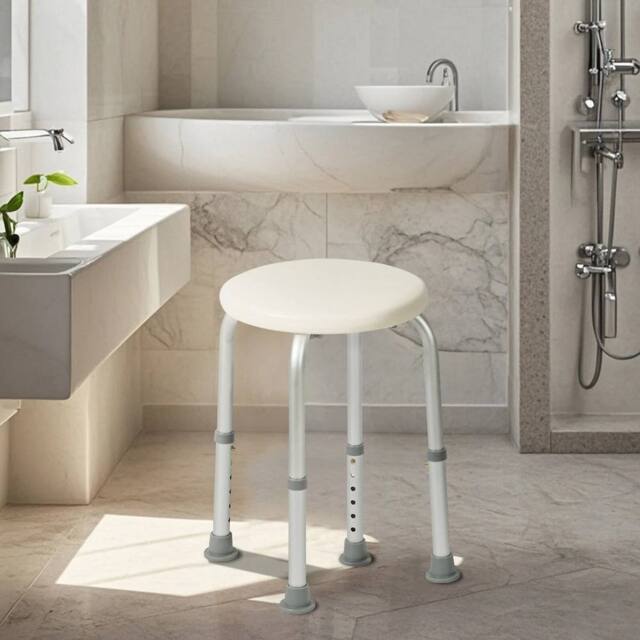 EONLION Non-slip Adjustable Round Bath & Shower Stool in White - image 1