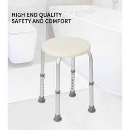EONLION Non-slip Adjustable Round Bath & Shower Stool in White - thumbnail 4