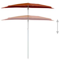 Berkfield Home Garden Half Parasol with Pole 180x90 cm Terracotta in Orange - thumbnail 4