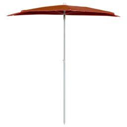Berkfield Home Garden Half Parasol with Pole 180x90 cm Terracotta in Orange - thumbnail 3