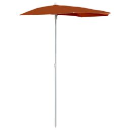 Berkfield Home Garden Half Parasol with Pole 180x90 cm Terracotta in Orange - thumbnail 2