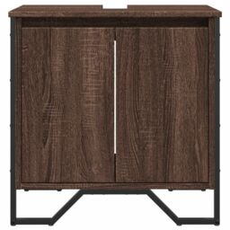Berkfield Home Bathroom Sink Cabinet Brown Oak 60x35x60 cm Engineered Wood - Size: 60 x 35 x 60 cm - thumbnail 4