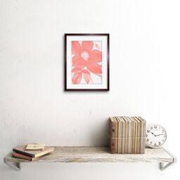 "Artery8 Wall Art Print Living Coral Clematis Flower Art Black Framed 9x7 inch in Brown - Size: W7"" x H9""" - thumbnail 2