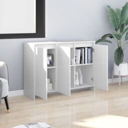 Berkfield Home Sideboard White 102x33x75 cm Engineered Wood - Size: 102 x 33 x 75 cm - thumbnail 3