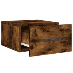 Berkfield Home Wall-mounted Bedside Cabinet Smoked Oak 35x35x20 cm in Brown - Size: 35 x 35 x 20 cm - thumbnail 6
