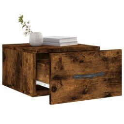 Berkfield Home Wall-mounted Bedside Cabinet Smoked Oak 35x35x20 cm in Brown - Size: 35 x 35 x 20 cm - thumbnail 4