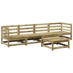 Berkfield Home 5 Piece Garden Sofa Set Impregnated Wood Pine in Brown - thumbnail 2