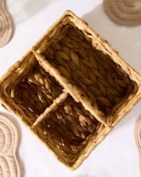 Dibor Traditional Style Water Hyacinth Indoor Storage Kitchen Cutlery Caddy Basket in Natural - Size: Medium - thumbnail 2
