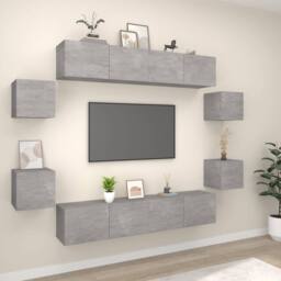 Berkfield Home 8 Piece TV Cabinet Set Concrete Grey Engineered Wood - thumbnail 1