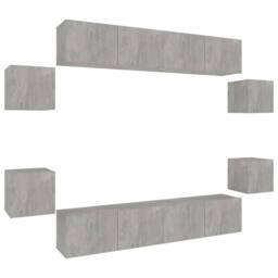 Berkfield Home 8 Piece TV Cabinet Set Concrete Grey Engineered Wood - thumbnail 2