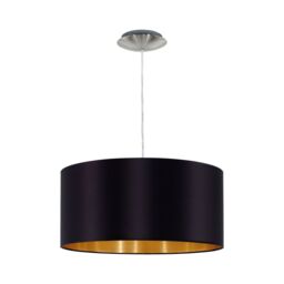 Loops Pendant Light Colour Satin Nickel Steel Shade Black Gold Fabric Bulb E27 1x60W in Metallics
