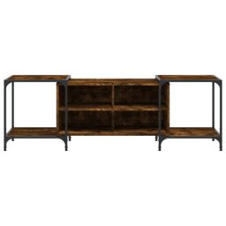 Berkfield Home TV Cabinet Smoked Oak 153x37x50 cm Engineered Wood in Brown - Size: 153 x 37 x 50 cm - thumbnail 4
