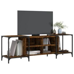 Berkfield Home TV Cabinet Smoked Oak 153x37x50 cm Engineered Wood in Brown - Size: 153 x 37 x 50 cm - thumbnail 3