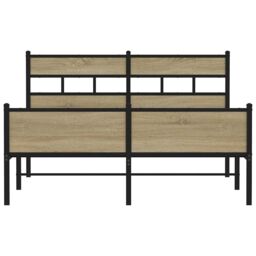 Berkfield Home Metal Bed Frame without Mattress Sonoma Oak 160x200 cm in Brown - thumbnail 4