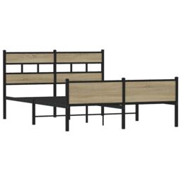Berkfield Home Metal Bed Frame without Mattress Sonoma Oak 160x200 cm in Brown - thumbnail 3