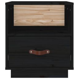 Berkfield Home Bedside Cabinet Black 40x34x45 cm Solid Wood Pine - Size: 40 x 34 x 45 cm - thumbnail 6