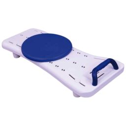 mysmartbuy Swivel Seat Bath Board - Width Adjustable Multi-Purpose Rotating Turntable Seat with Handle Grip, Water Drainage Holes & Soap Dish in White - thumbnail 3