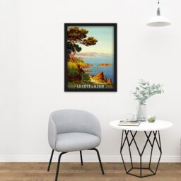"Artery8 Wall Art Print De Tanguy Cote D'azur France Travel Advert Large Framed Wall Décor Art in Black - Size: W18"" x H24""" - thumbnail 2