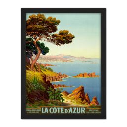 "Artery8 Wall Art Print De Tanguy Cote D'azur France Travel Advert Large Framed Wall Décor Art in Black - Size: W18"" x H24""" - thumbnail 1
