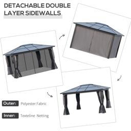OUTSUNNY Hardtop Gazebo Canopy with Mosquito Netting & Curtains in Black - thumbnail 5