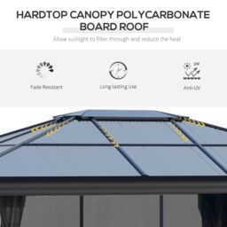 OUTSUNNY Hardtop Gazebo Canopy with Mosquito Netting & Curtains in Black - thumbnail 4