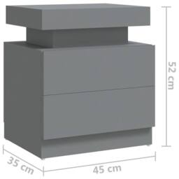 Berkfield Home Bedside Cabinet Grey 45x35x52 cm Engineered Wood - Size: 45 x 35 x 52 cm - thumbnail 7