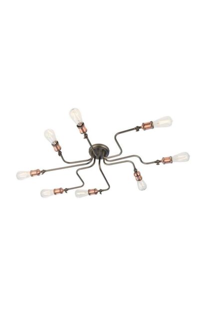 Netlighting Hal Large Industrial Style Multi Arm Flush Light Aged Pewter & Copper with Adjustable Heads in Brown - image 1