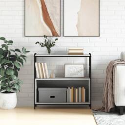 Berkfield Home Bookshelf Grey Sonoma 80x30x78.5 cm Engineered Wood & Iron - thumbnail 2